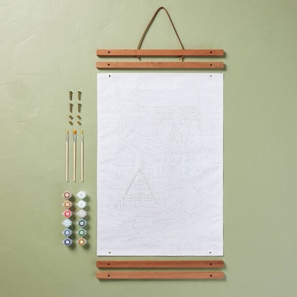 Hearth & Hand Magnolia Ski Scene Paint by Numbers Canvas Art Kit -Christmas 2023 - Picture 1 of 5